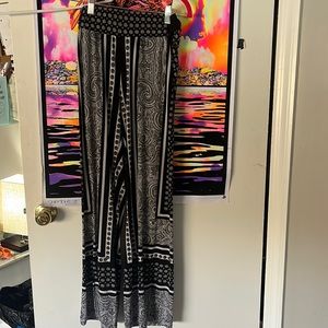 flowy black and white tie pants